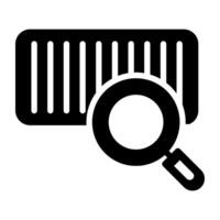 Qr code under magnifying glass, barcode scanning icon vector