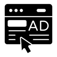 A glyph design, icon of online ad vector