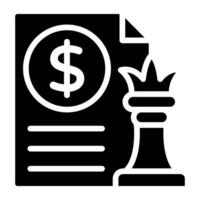 Dollar on folded paper with chess piece, financial strategy icon vector