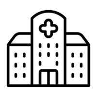 Hospital building outline icon design on white background. vector