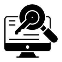 A glyph design, icon of search keyword vector