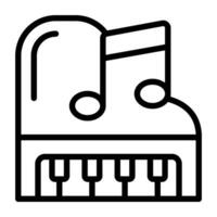 música Nota con teclado, piano icono vector