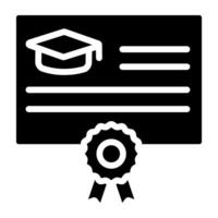 Mortarboard on badged document, certificate icon vector