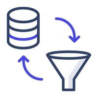 An outline design, icon of database funnel vector