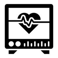 Heartbeat inside monitor depicting ecg monitor icon vector