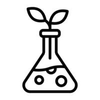 Plant inside flask, concept of biochemistry vector