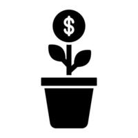 A glyph design, icon of dollar plant vector