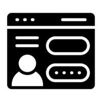 Icon of secure profile, solid design vector