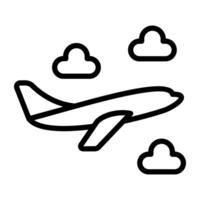 It's time to travel, icon of airplane in outline design vector