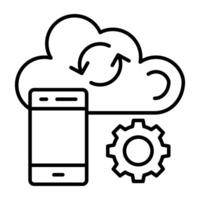 A flat design, icon of cloud mobile setting vector