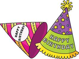 Birthday Party Hat Cartoon Colored Clipart vector