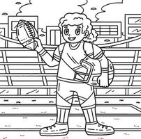 American Football Female Player Coloring Page vector