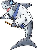 Professor Shark Cartoon Colored Clipart vector