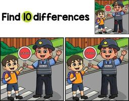 Police Traffic Officer Find The Differences vector