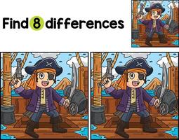 Pirate with Gun and Cutlass Find The Differences vector