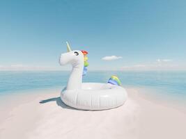 Solitary Unicorn Float on a Serene Island Sandbank photo