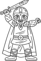 Viking Raising Sword Isolated Coloring Page vector