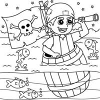 Lost Pirate Coloring Page for Kids vector