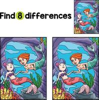 Mermaid and a Merman Find The Differences vector