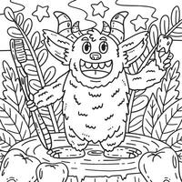 Dental Care Monster Coloring Page for Kids vector