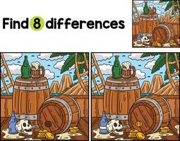 Pirate Rum and Barrel Find The Differences vector