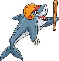 Baseball Shark Cartoon Colored Clipart vector