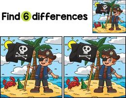 Pirate and Skull Flag Find The Differences vector