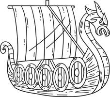 Viking Ship Isolated Coloring Page for Kids vector