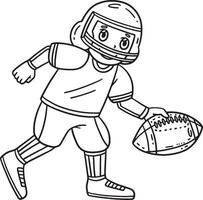 American Player Holding Football Isolated Coloring vector