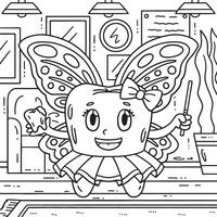 Dental Care Tooth as Fairy Coloring Page for Kids vector