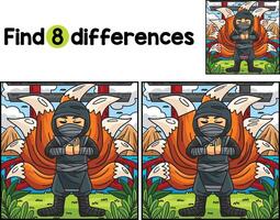 Ninja with Nine Tails Find The Differences vector