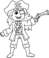 Female Pirate Isolated Coloring Page for Kids vector