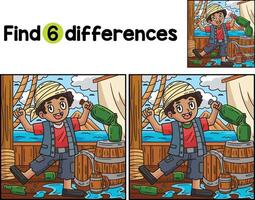 Pirate with a Barrel of Rum Find The Differences vector