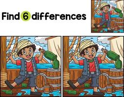 Pirate with a Barrel of Rum Find The Differences vector