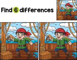 Pirate Holding Cutlass Find The Differences vector