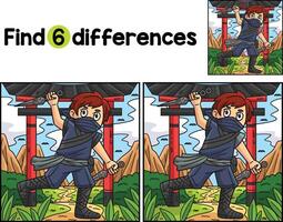 Ninja with a Kunai Find The Differences vector