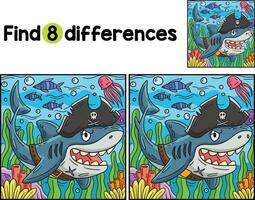 Pirate Shark Find The Differences vector