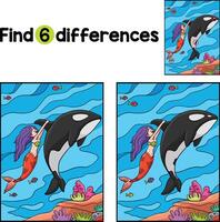 Mermaid and a Dolphin Find The Differences vector