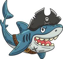 Pirate Shark Cartoon Colored Clipart Illustration vector