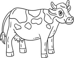 Cattle Isolated Coloring Page for Kids vector