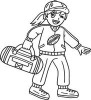 American Football Female Coach Isolated Coloring vector
