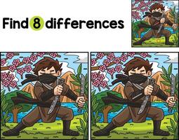 Ninja with Ninjato Find The Differences vector