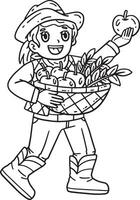 Cowgirl with Basket of Apples and Wheat Isolated vector