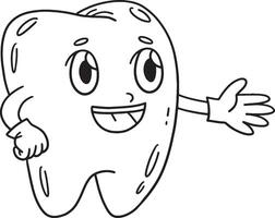 dental cuidado gigante sonriente diente aislado colorante vector