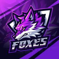 Fox head esport mascot logo design vector