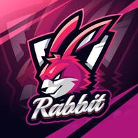Rabbit head esport mascot logo design vector