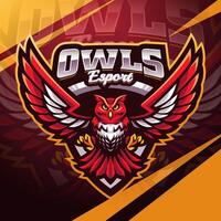 Owls esport mascot logo design vector