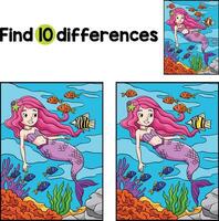 Mermaid and a Fish Find The Differences vector