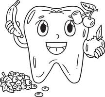 dental cuidado diente consumidor frutas aislado vector