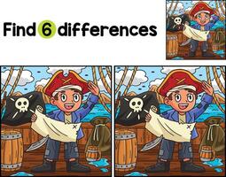 Pirate with Treasure Map Find The Differences vector